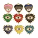 5pcs Stainless Steel Enamel Pink Red Blue Heart Charms Gold Plated Lucky Eye Charm Pendants for DIY