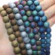 Natural Stone Metallic Titanium Coated Druzy Quartz Agates Round Beads For Jewelry Making DIY