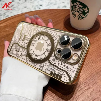 New Circuit Pattern Magsafe Case for iPhone 16 Pro Max 11 12 13 14 15 Pro Max Plus Luxury Plating