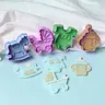 4pcs Baby Toys 3D Baby Stroller Trojan Bottle Cookies Mold Biscuit Stamp Gift Toast Mold Fondant