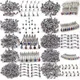 100Pcs/Lot 10Styles 316L Stainless Steel Crystal Tongue Belly Lip Eyebrow Nose Barbell Rings Body