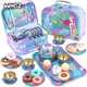 Kids Tea Party Set for Little Girls Mermaid Gift Pretend Toy Tin Tea Set Princess Tea Time Kitchen