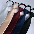 8 CM Zipper Men's Tie Red Wine Necktie For Men Silver Ties Solid Color Black Gravata Slim Wedding