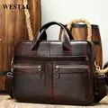 WESTAL Men's Briefcases Men's Bags Genuine Leather Lawyer/Office Bag Laptop Bag Men's Leather