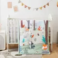 3pcs Microfiber Crib Bedding Set Forest And Animal Designs For Boys and Girls Baby Quilt Includes