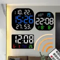 Arylic LED Digital Wall Clock Temperature Date Day Display Alarm Clock with Remote Control for
