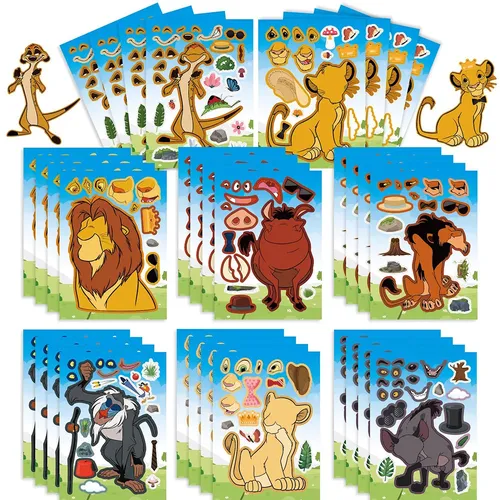 8/16 Blatt Make-a-Face Disney der König der Löwen Kinder Puzzle Aufkleber Spiel Puzzle für Jungen