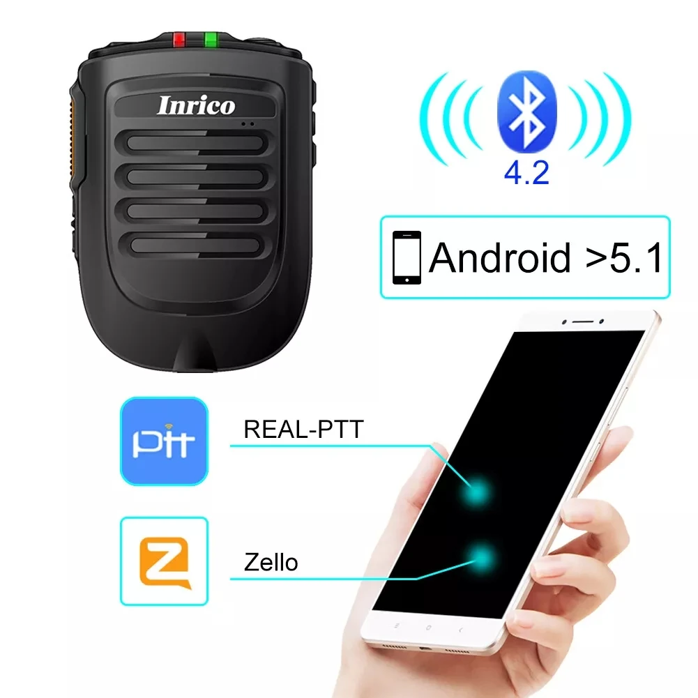Inrico B01 Drahtloses Mikrofon für F22 4G-W2PLUS T320 3G/4G Radio REALPTT ZELLO unterstützt drahtloses Handmikrofon Image