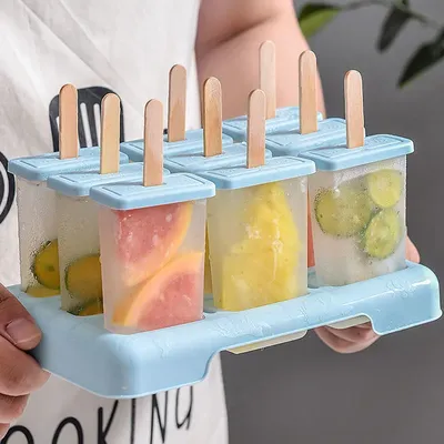 Ice Cream Mold 9 Ice Popsicle Mold Set Homemade Household Reusable Ice Cream Mold with Stick