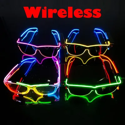 Drahtlose LED-Brille, Party-Leuchtbrille, Neon-Party-Blinkbrille, EL-Draht, leuchtende Leuchten, Image