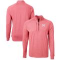 Men's Cutter & Buck Heather Scarlet Nebraska Huskers Big Tall Adapt Eco Knit Quarter-Zip Pullover Top