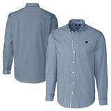 Men's Cutter & Buck Navy UTSA Roadrunners Easy Care Stretch Gingham Long Sleeve Dress Shirt