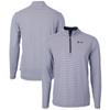 Men's Cutter & Buck Navy/White Fairleigh Dickinson Knights Big Tall Virtue Eco Pique Micro Stripe Recycled Quarter-Zip Pullover Top
