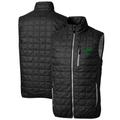 Men's Cutter & Buck Black North Texas Mean Green Big Tall Rainier PrimaLoft Eco Full-Zip Puffer Vest
