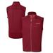 Men's Cutter & Buck Heather Red THE PLAYERS Mainsail Sweater-Knit Fleece Full-Zip Vest