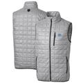 Men's Cutter & Buck Gray North Carolina Tar Heels Big Tall Rainier PrimaLoft Eco Full-Zip Puffer Vest