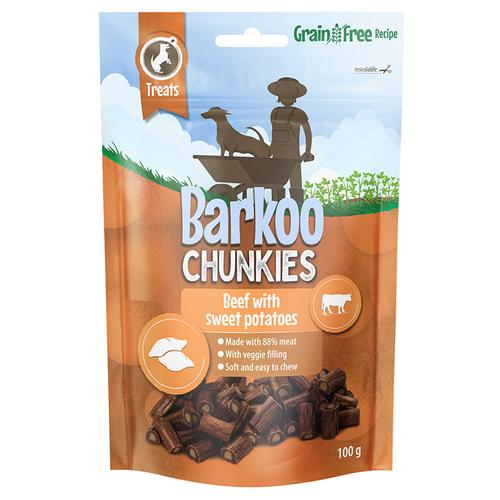 6x 100g Chunkies Gefüllte Sticks: Rind & Süßkartoffel Barkoo Hundesnacks