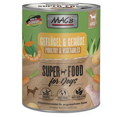24x 800g MAC's Geflügel & Gemüse Nassfutter für Hunde