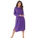 Plus Size Women's Long-Sleeve Henley Print Sleepshirt by Dreams & Co. in Plum Burst Dot (Size 1X/2X) Nightgown