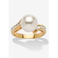 Women's .16 Tcw Round Simulated Pearl Cubic Zirconia Accent Yellow Gold-Plated Ring by PalmBeach Jewelry in Gold (Size 10)
