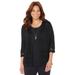 Plus Size Women's Pointelle Chevron Cardigan by Catherines in Black (Size 0X)