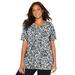 Plus Size Women's Suprema® Ultra-Soft Scoopneck Tee by Catherines in White Etchy Floral (Size 3XWP)