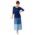 Plus Size Women's Colorblock Tiered Dress by Woman Within in Blue Coast Colorblock (Size 4X)