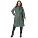 Plus Size Women's Quilted Collarless Long Jacket by Jessica London in Pine (Size 16 W)