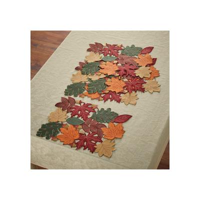 Set of 4 Embroidered Cut-Out Placemats by BrylaneHome in Fall Leaves