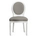 Camille Dining Chair - High Gloss White - Brushed Canvas Cast Silver