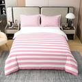 100% Cotton Pink Striped Duvet Cover for Kids Girls Red White Stripe Bedding Set Single Farmhouse Ticsuper King Stripes Women Comforter Cover Decor Horizontal Stripes Geometric Lines Quilt Cover