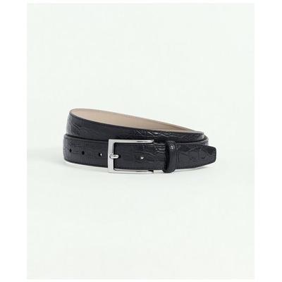 Brooks Brothers Men's Leather Embossed Belt | Black | Size 42