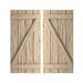 Ekena Millwork Rustic Four Board Spaced Board-n-Batten Faux Wood Shutters w/Z-Board (Per Pair) Metal in Brown/Green | 40 H x 23 W in | Wayfair