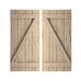 Ekena Millwork Rustic Four Board Joined Board-n-Batten Faux Wood Shutters w/Z-Board (Per Pair) Metal in Brown/Green | 32 H x 22 W in | Wayfair