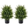 Lot de 2 Arbres Artificiels en Boule de Cèdre 54 cm, Plante Artificielle en Pot avec Base en