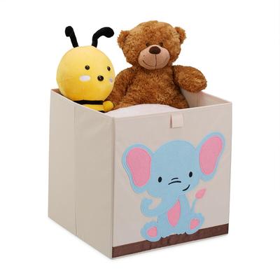 Relaxdays - Aufbewahrungsbox, Elefant, HxBxT: 33 x 33 x 33 cm, Spielkiste Kinderzimmer, Stoffbox, Image