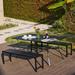 Latitude Run® Rheana Rectangular 6 - Person 63.38" L Outdoor Dining Set Wood/Metal in Black | 63.38 W x 35.23 D in | Wayfair
