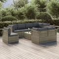 Latitude Run® Patio 9 Piece Rattan Sectional Seating Group w/ Cushions Synthetic Wicker/All - Weather Wicker/Wicker/Rattan in Gray | Wayfair