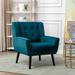 Accent Chairs for Bedroom, Modern Soft Velvet Arm Chair, Comfy Reading Tufted Upholstered Single Sofa for Living Room, Teal