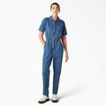 Dickies Women's Houston Regular Fit Denim Coveralls - Chambray Light Blue Size S (FVR36)