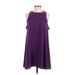 Ann Taylor LOFT Casual Dress - A-Line Crew Neck Sleeveless: Purple Print Dresses - Women's Size X-Small