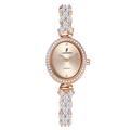 LANZOOM Women's Quartz Watch, Rose Gold Oval Crystal-Set Watch, Adjustable Jewelry Clasp with Zirconia-Encrusted Strap, 3ATM Water Resistance.