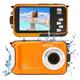 Aquapix W3027 'Wave' Unterwasserkamera, wasserfest bis 3 m, 2.7" Display, bis zu 30 MP Auflösung, 4X Digital-Zoom, 5 MP Sensor, Orange