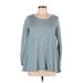 Puella Long Sleeve Top Blue Marled Scoop Neck Tops - Women's Size Large