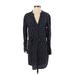 Banana Republic Factory Store Casual Dress - Shirtdress Plunge Long sleeves: Black Dresses - Women's Size 0