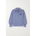 Etro - Embroidered Striped Cotton-poplin Shirt - Blue