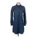 Madewell Casual Dress - Shirtdress Collared 3/4 sleeves: Blue Solid Dresses - Women's Size X-Small