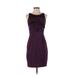 BCBGMAXAZRIA Cocktail Dress - Sheath Crew Neck Sleeveless: Purple Print Dresses - Women's Size 2