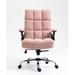 Inbox Zero Ergonomic Office Chair Velvet & Teddy Fleece Fabric Upholstered in Pink/Brown | 46.1 H x 27.16 W x 22.4 D in | Wayfair