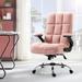 Inbox Zero Ergonomic Office Chair Velvet & Teddy Fleece Fabric Upholstered in Pink/Brown | 46.1 H x 27.16 W x 22.4 D in | Wayfair